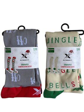 NWT Extreme Fit Christmas Holiday Themed Graduated Compression Socks - S/M